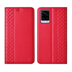 Coque Portefeuille Livre Cuir Etui Clapet pour Vivo V20 Pro 5G Rouge