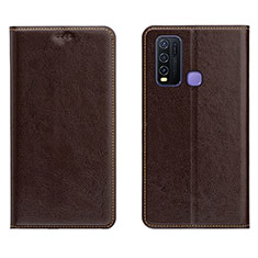 Coque Portefeuille Livre Cuir Etui Clapet pour Vivo Y50 Marron