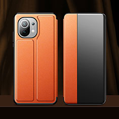 Coque Portefeuille Livre Cuir Etui Clapet pour Xiaomi Mi 11 Lite 5G Orange