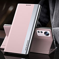 Coque Portefeuille Livre Cuir Etui Clapet pour Xiaomi Mi 12S Pro 5G Rose