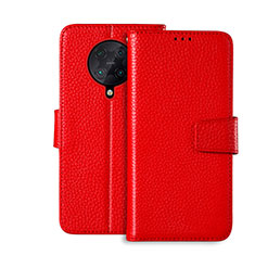 Coque Portefeuille Livre Cuir Etui Clapet pour Xiaomi Redmi K30 Pro 5G Rouge