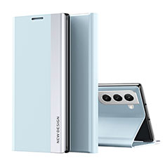 Coque Portefeuille Livre Cuir Etui Clapet Q01H pour Samsung Galaxy S21 5G Bleu Clair