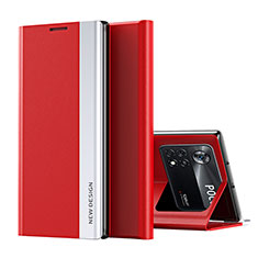 Coque Portefeuille Livre Cuir Etui Clapet Q01H pour Xiaomi Poco X4 Pro 5G Rouge