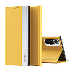 Coque Portefeuille Livre Cuir Etui Clapet Q01H pour Xiaomi Redmi Note 10 Pro Max Jaune