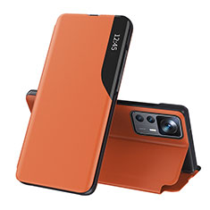 Coque Portefeuille Livre Cuir Etui Clapet Q02H pour Xiaomi Mi 12T Pro 5G Orange