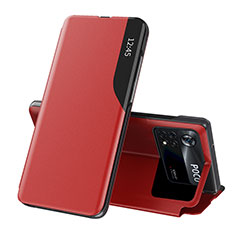 Coque Portefeuille Livre Cuir Etui Clapet Q02H pour Xiaomi Poco X4 Pro 5G Rouge