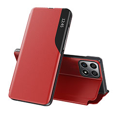 Coque Portefeuille Livre Cuir Etui Clapet QH1 pour Huawei Honor X8b Rouge