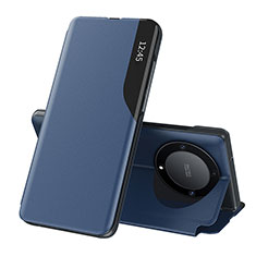 Coque Portefeuille Livre Cuir Etui Clapet QH1 pour Huawei Honor X9a 5G Bleu