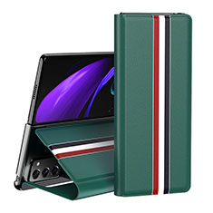 Coque Portefeuille Livre Cuir Etui Clapet QH1 pour Samsung Galaxy Z Fold2 5G Vert