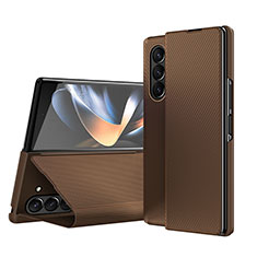 Coque Portefeuille Livre Cuir Etui Clapet QH1 pour Samsung Galaxy Z Fold5 5G Marron