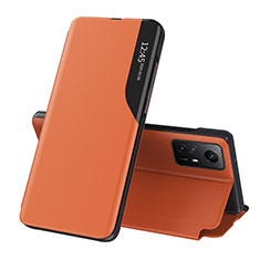 Coque Portefeuille Livre Cuir Etui Clapet QH1 pour Xiaomi Redmi Note 12S Orange