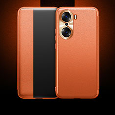 Coque Portefeuille Livre Cuir Etui Clapet QK1 pour Huawei Honor 60 5G Orange