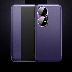 Coque Portefeuille Livre Cuir Etui Clapet QK1 pour Huawei P50 Pro Violet