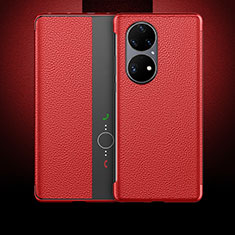 Coque Portefeuille Livre Cuir Etui Clapet QK3 pour Huawei P50 Rouge