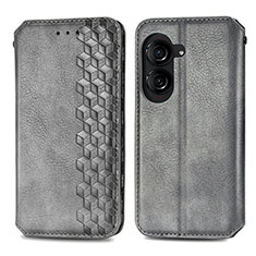 Coque Portefeuille Livre Cuir Etui Clapet S01D pour Asus ZenFone 10 Gris