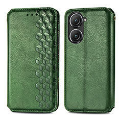 Coque Portefeuille Livre Cuir Etui Clapet S01D pour Asus Zenfone 9 Vert