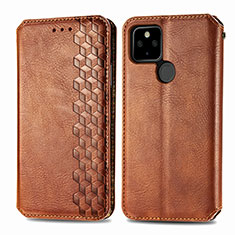 Coque Portefeuille Livre Cuir Etui Clapet S01D pour Google Pixel 5 XL 5G Marron