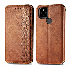 Coque Portefeuille Livre Cuir Etui Clapet S01D pour Google Pixel 5a 5G Marron