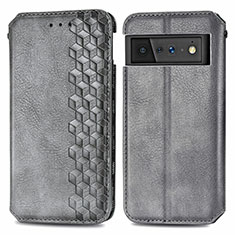 Coque Portefeuille Livre Cuir Etui Clapet S01D pour Google Pixel 6 5G Gris