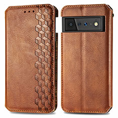 Coque Portefeuille Livre Cuir Etui Clapet S01D pour Google Pixel 6 5G Marron