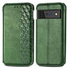 Coque Portefeuille Livre Cuir Etui Clapet S01D pour Google Pixel 6 5G Vert