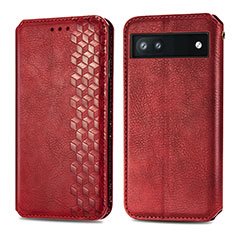 Coque Portefeuille Livre Cuir Etui Clapet S01D pour Google Pixel 6a 5G Rouge