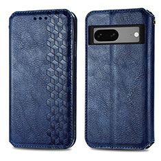 Coque Portefeuille Livre Cuir Etui Clapet S01D pour Google Pixel 7 5G Bleu