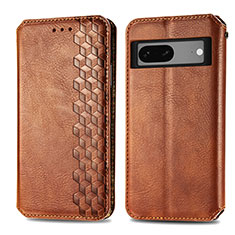 Coque Portefeuille Livre Cuir Etui Clapet S01D pour Google Pixel 7 5G Marron