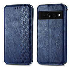 Coque Portefeuille Livre Cuir Etui Clapet S01D pour Google Pixel 7 Pro 5G Bleu