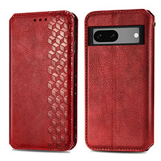 Coque Portefeuille Livre Cuir Etui Clapet S01D pour Google Pixel 7a 5G Rouge