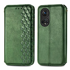 Coque Portefeuille Livre Cuir Etui Clapet S01D pour Huawei Honor 50 Pro 5G Vert