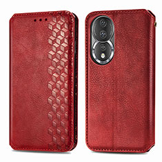 Coque Portefeuille Livre Cuir Etui Clapet S01D pour Huawei Honor 80 5G Rouge