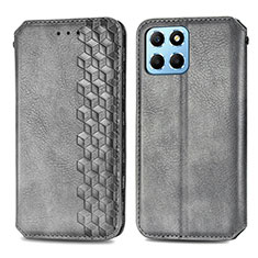 Coque Portefeuille Livre Cuir Etui Clapet S01D pour Huawei Honor X6 5G Gris