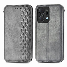 Coque Portefeuille Livre Cuir Etui Clapet S01D pour Huawei Honor X7a Gris