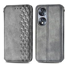 Coque Portefeuille Livre Cuir Etui Clapet S01D pour Huawei Honor X7b Gris