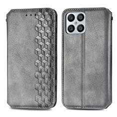 Coque Portefeuille Livre Cuir Etui Clapet S01D pour Huawei Honor X8 4G Gris