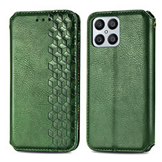 Coque Portefeuille Livre Cuir Etui Clapet S01D pour Huawei Honor X8 4G Vert