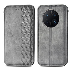 Coque Portefeuille Livre Cuir Etui Clapet S01D pour Huawei Mate 50 Pro Gris