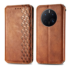 Coque Portefeuille Livre Cuir Etui Clapet S01D pour Huawei Mate 50 Pro Marron