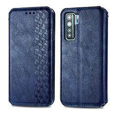 Coque Portefeuille Livre Cuir Etui Clapet S01D pour Huawei Nova 7 SE 5G Bleu