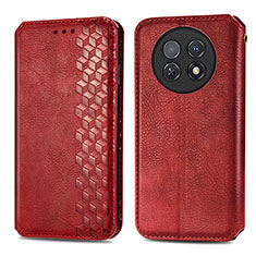 Coque Portefeuille Livre Cuir Etui Clapet S01D pour Huawei Nova Y91 Rouge