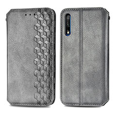 Coque Portefeuille Livre Cuir Etui Clapet S01D pour Huawei P Smart Z (2019) Gris