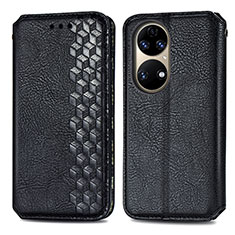 Coque Portefeuille Livre Cuir Etui Clapet S01D pour Huawei P50 Pro Noir