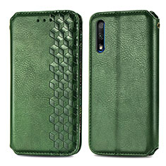 Coque Portefeuille Livre Cuir Etui Clapet S01D pour Huawei Y9 Prime (2019) Vert