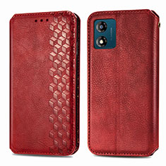 Coque Portefeuille Livre Cuir Etui Clapet S01D pour Motorola Moto E13 Rouge