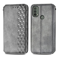 Coque Portefeuille Livre Cuir Etui Clapet S01D pour Motorola Moto E20 Gris