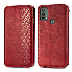 Coque Portefeuille Livre Cuir Etui Clapet S01D pour Motorola Moto E20 Rouge