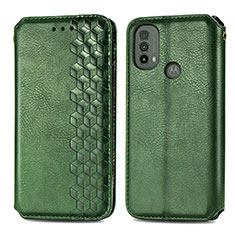 Coque Portefeuille Livre Cuir Etui Clapet S01D pour Motorola Moto E20 Vert