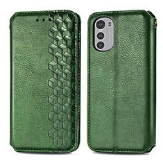 Coque Portefeuille Livre Cuir Etui Clapet S01D pour Motorola Moto E32 Vert