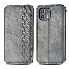 Coque Portefeuille Livre Cuir Etui Clapet S01D pour Motorola Moto Edge 20 Lite 5G Gris